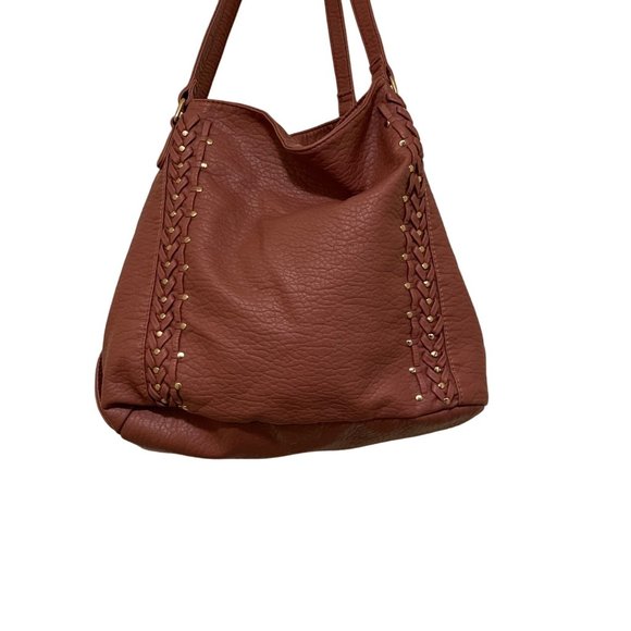 Under One Sky Faux Leather Exterior Brown Pouch Zipper Closure Pockets Inside - Picture 1 of 16
